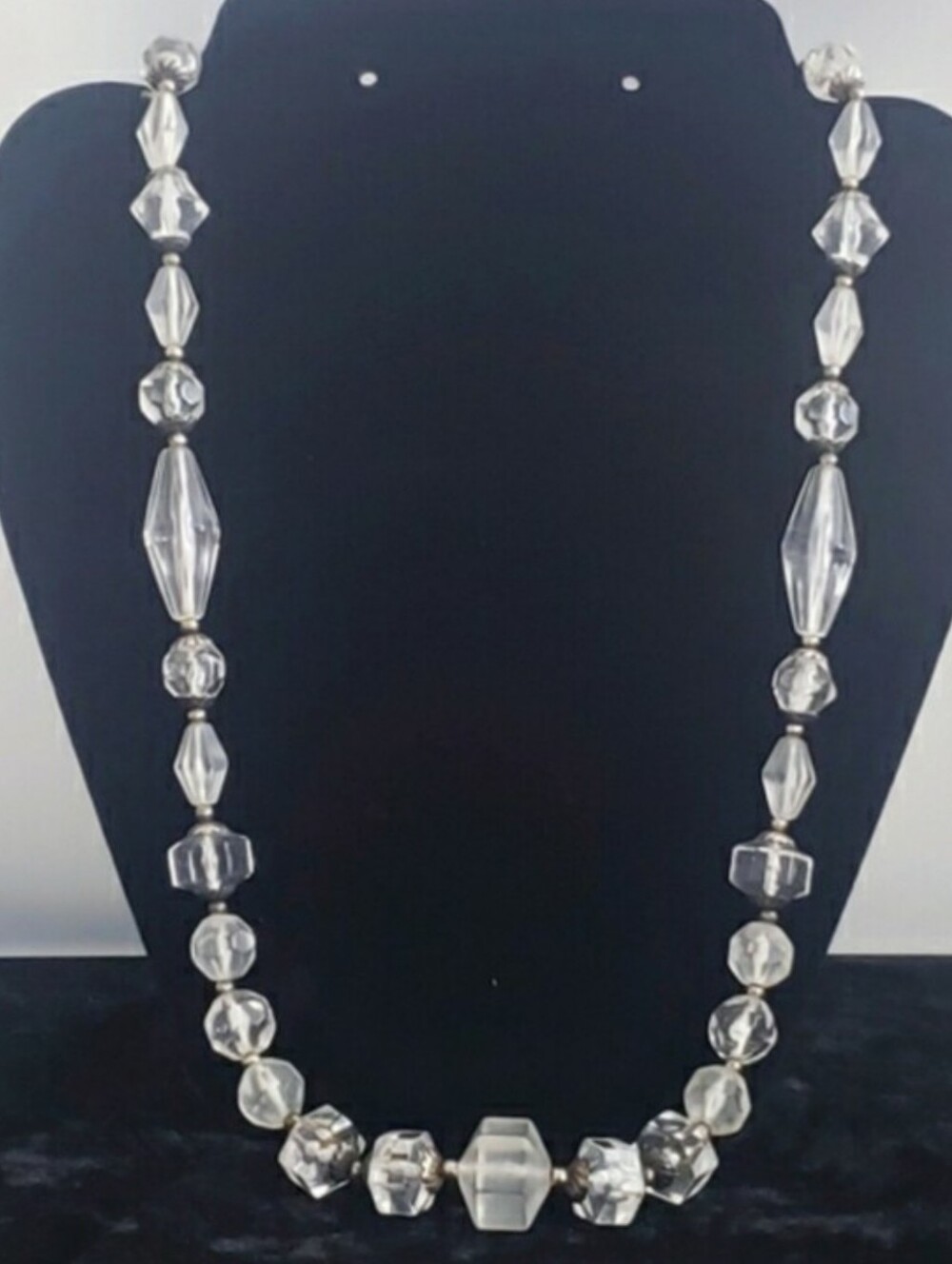Elegant Silver and Clear Beaded Faceted Necklace